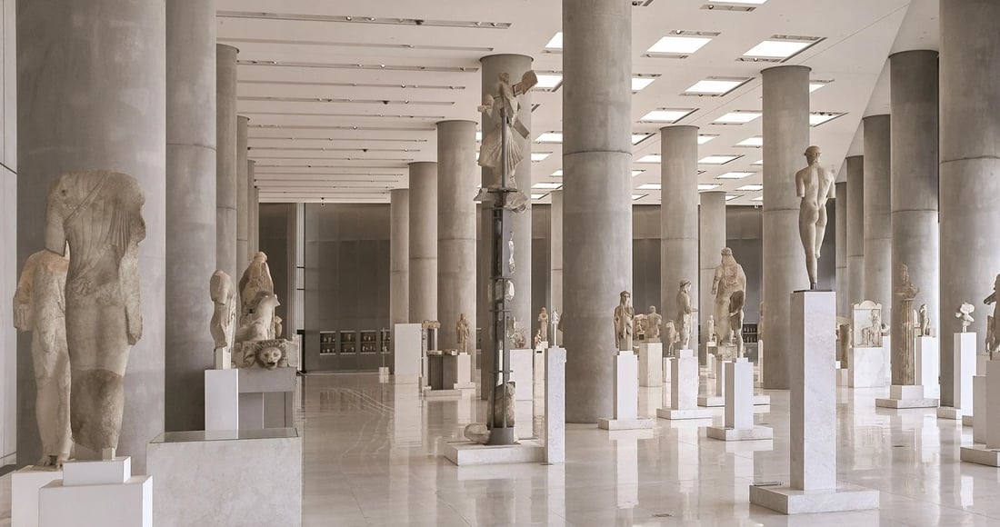 The Caryatids displayed inside the Acropolis Museum in Athens