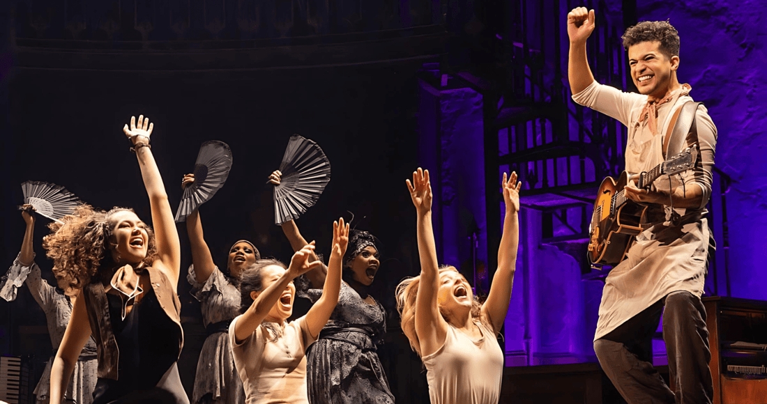The stage set of Hadestown on Broadway