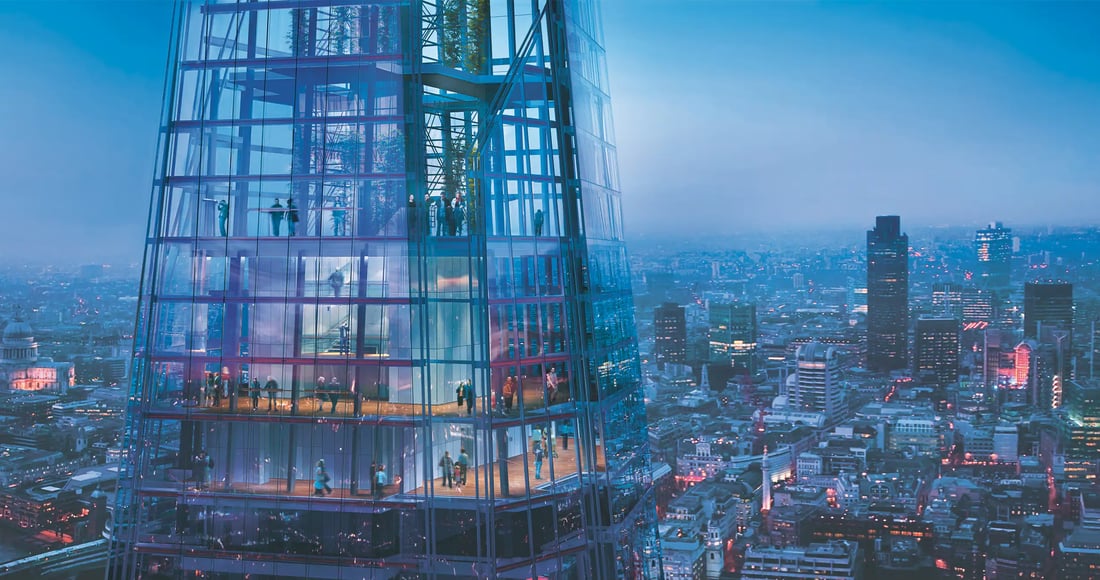 Il panorama di Londra dallo Shard al tramonto