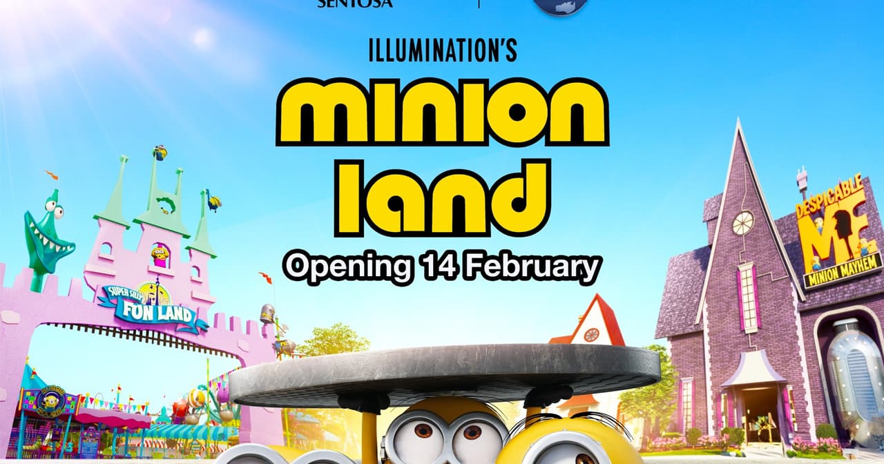 Universal Studios Singapore Minion Land promo at Resorts World Sentosa with cartoon Minions