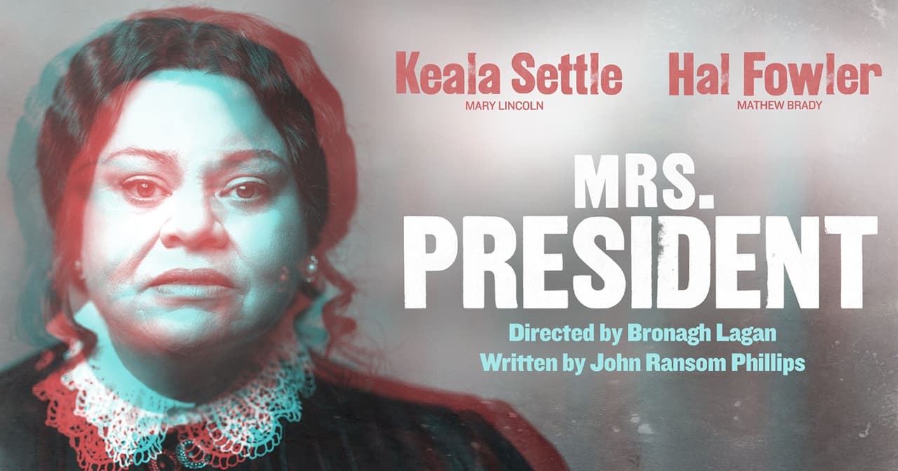 Poster for Mrs President Westend show featuring lead actors and production credits.