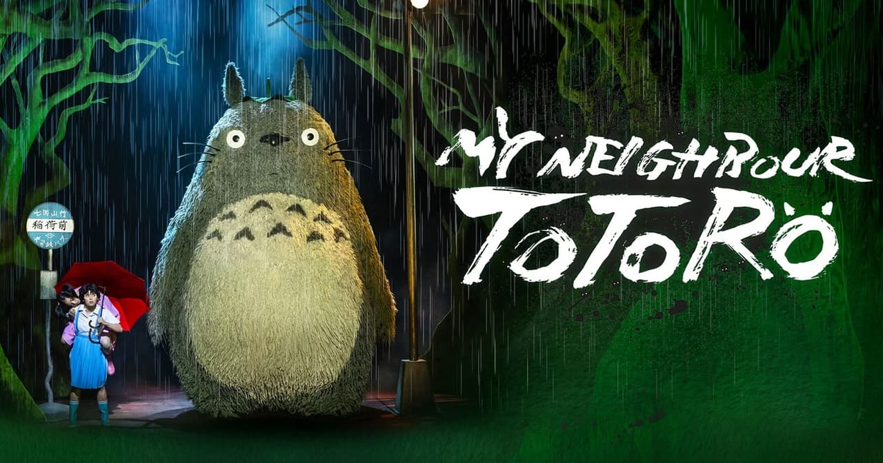 My Neighbour Totoro Westend show poster with Totoro and child under umbrella