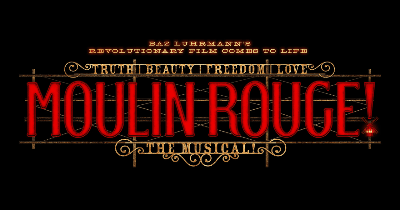Moulin Rouge! The Musical at the Piccadilly Theatre, London. Christian and Satine on the cabaret stage with the elephant and windmill structures.