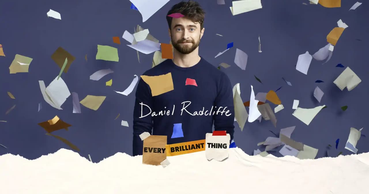 Daniel Radcliffe i Every Brilliant Thing, en Tony-prisnominert forestilling på Broadway på Hudson Theatre