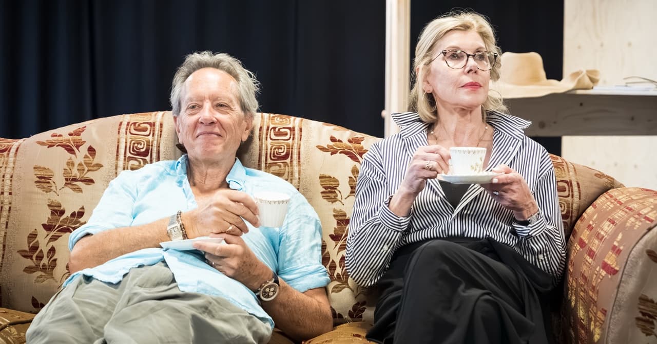 Richard E. Grant and Christine Baranski in rehearsals for Hay Fever at Wyndham's Theatre