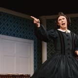 Cole Escola as Mary Todd Lincoln in Oh, Mary! at the Trafalgar Theatre