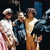 Victoria Chen, Steven Nguyen, Chui Yen and Helen Chong laughing backstage in costume at My Neighbour Totoro