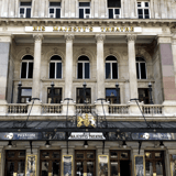 The Portland stone facade of His Majesty's Theatre on Haymarket in London