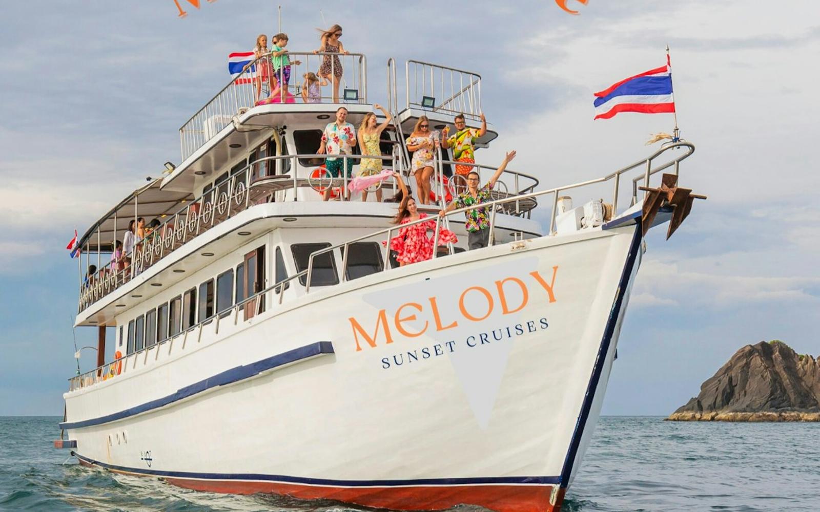 Phuket: Guided Sunset Cruise with Dinner + Drinks + Transfers