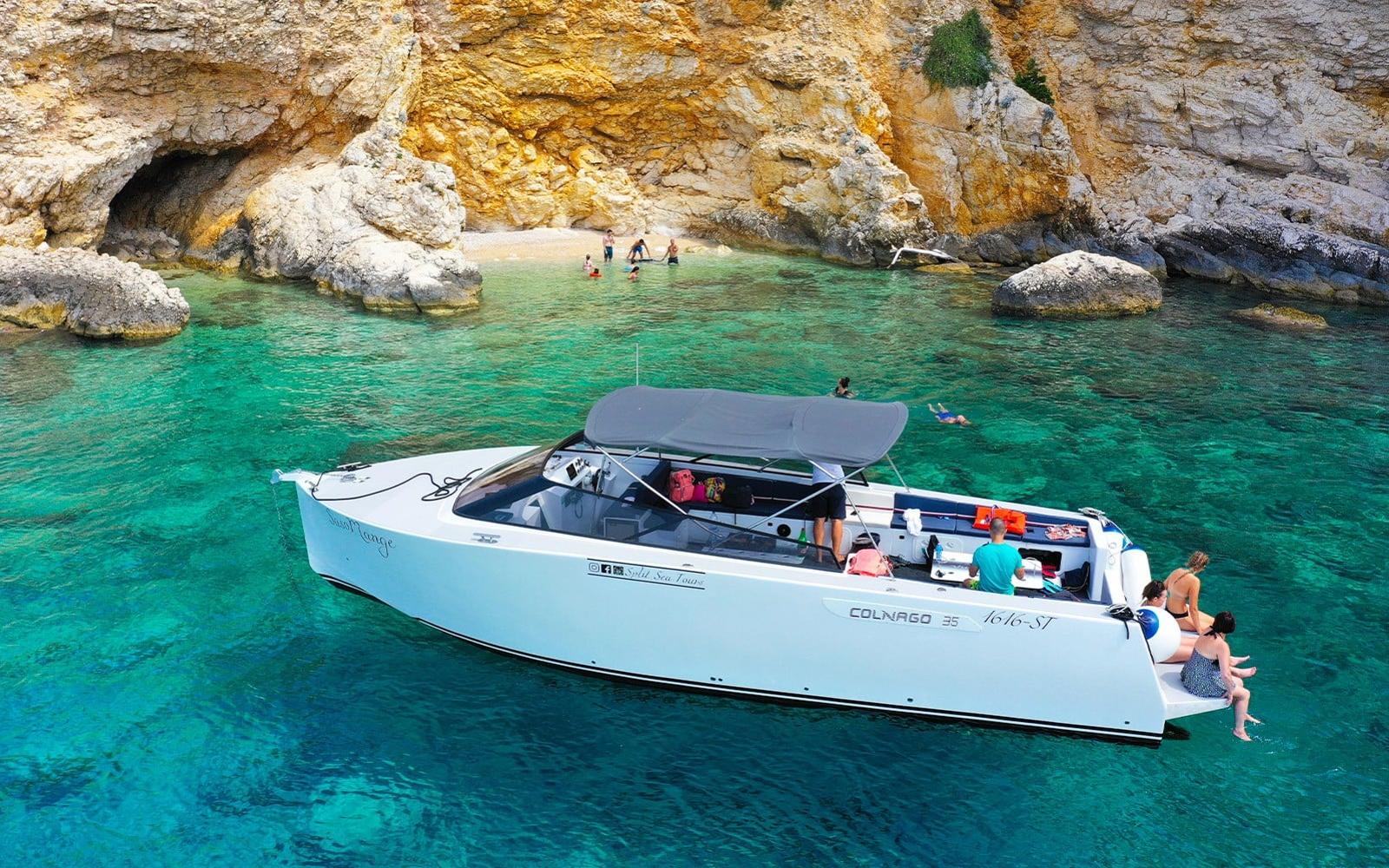 Split: Full-Day Deluxe Boat Tour to Blue Cave, Blue Lagoon & 5 Islands with Drinks & Meals tickets at Riva, Obala Lazareta 1, Split