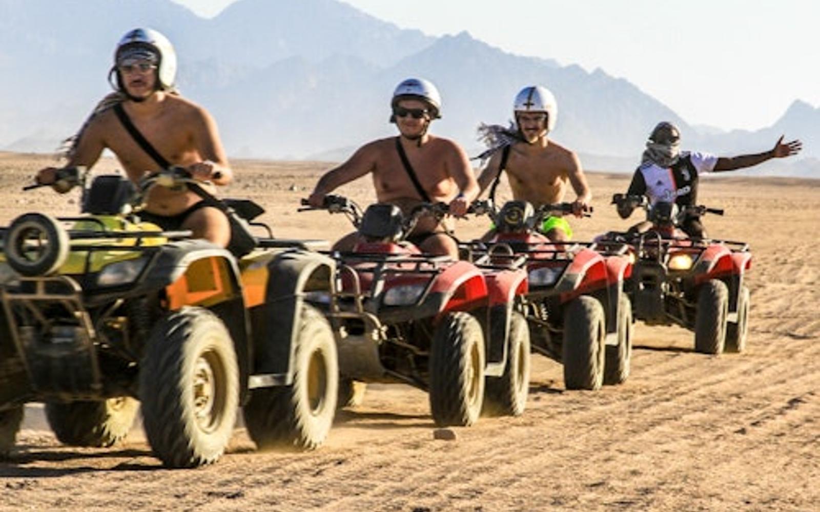 Hurghada: Guided Desert Safari + ATV, Buggy Car & Camel Ride + Dinner + Transfer