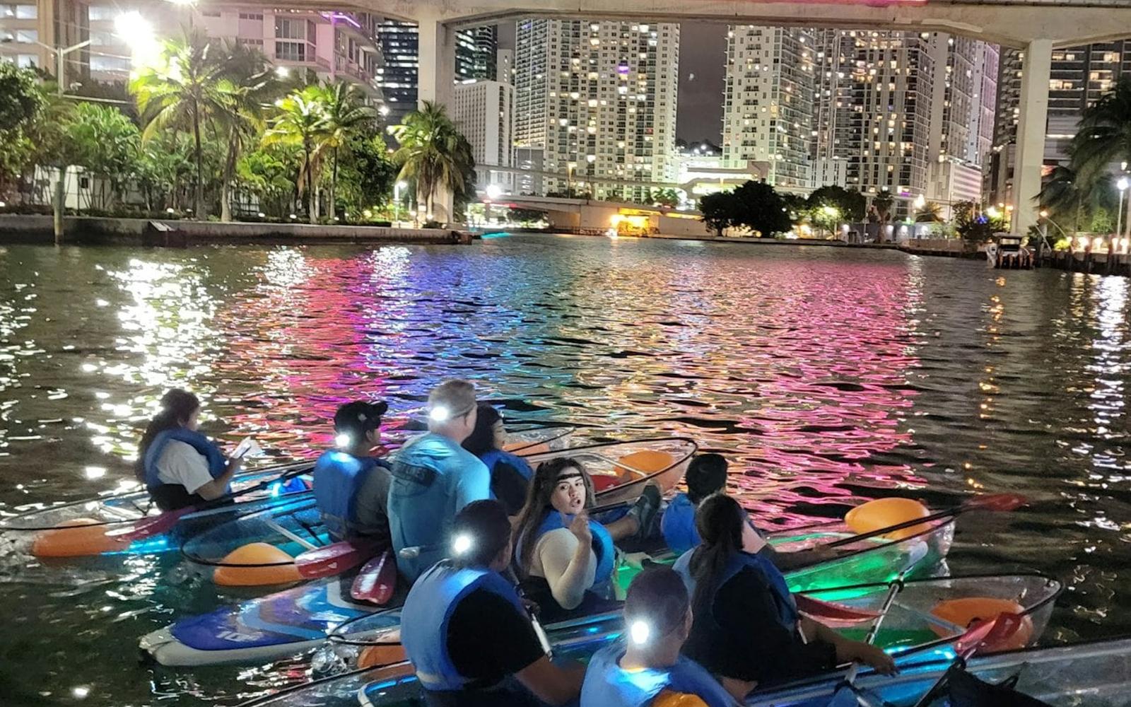 Miami: Guided LED-Lit Kayak Night Tour + Drinks tickets at Miami Water Activities, Miami