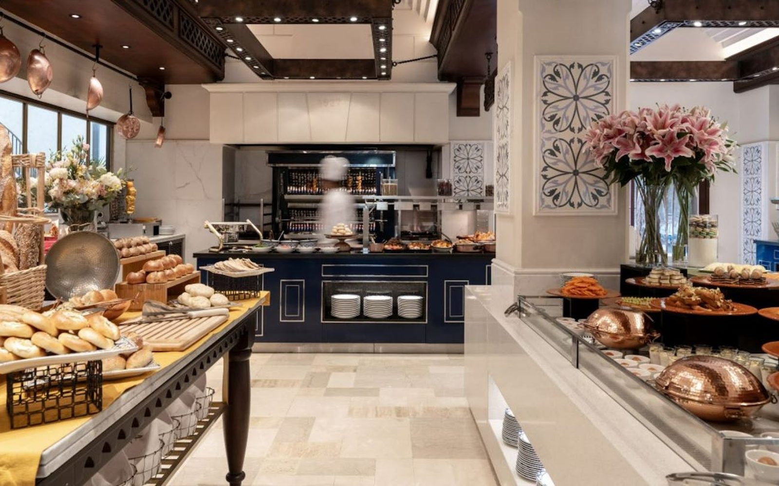 Breakfast Buffet at Rotisserie Featuring Middle Eastern and European Dishes
