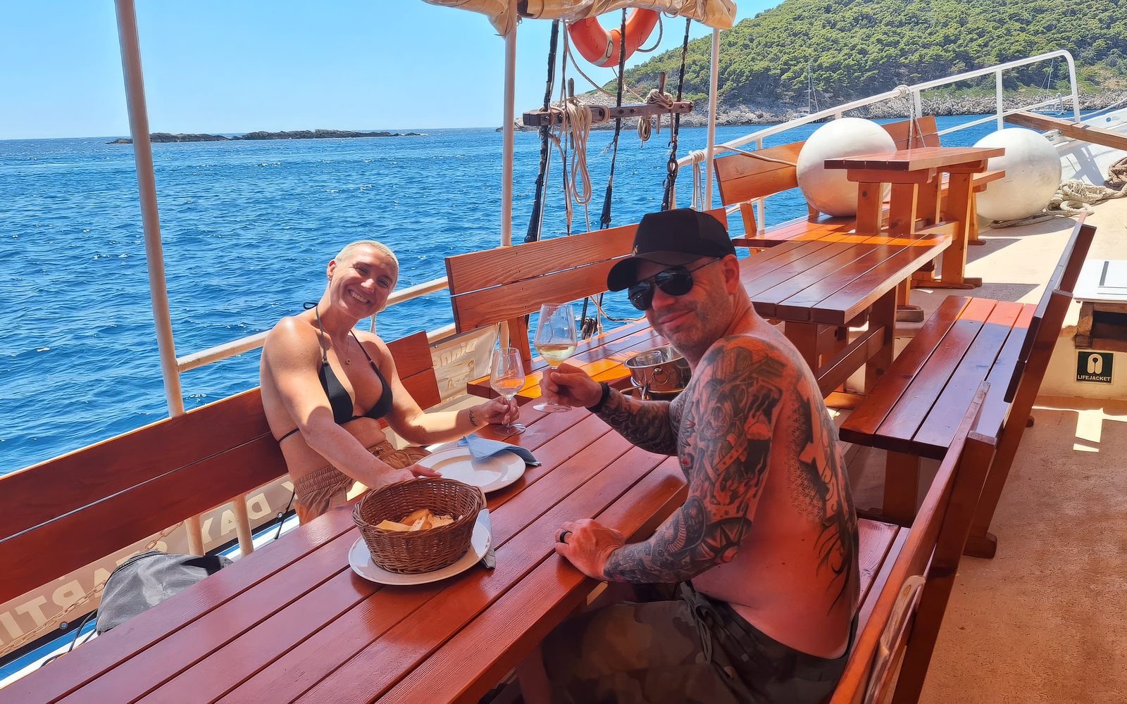 Lunch on Board in Front of Dubrovnik City Walls