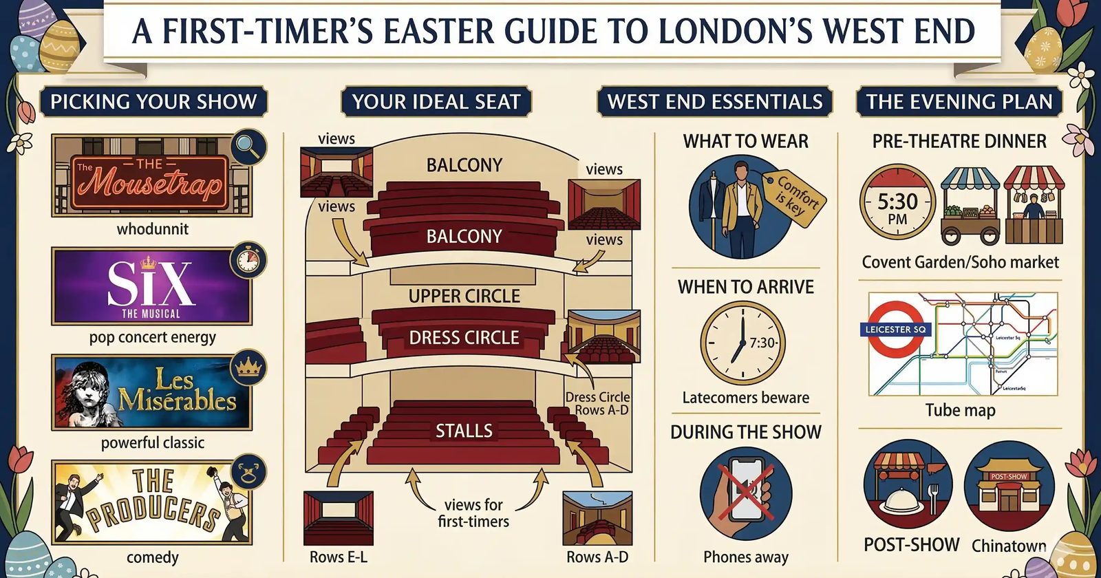 New to the West End? Everything you need to know for your first show, from choosing seats to pre-theatre dining. Easter 2026 guide.