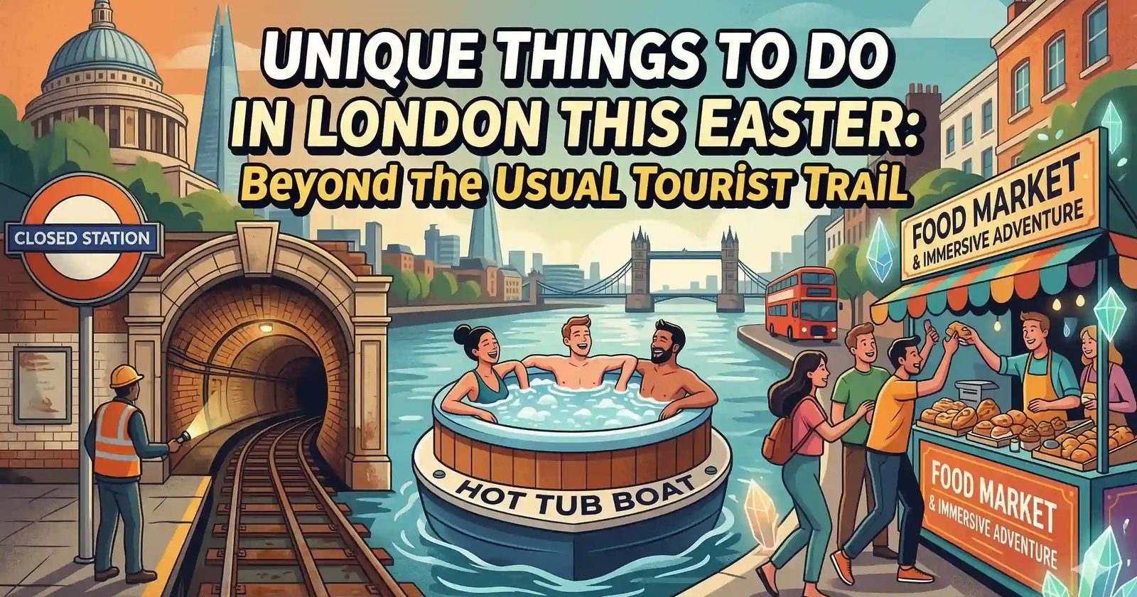 Beyond the tourist trail. Hidden Tube stations, Thames speedboats, immersive adventures and food tours for an unusual Easter in London.