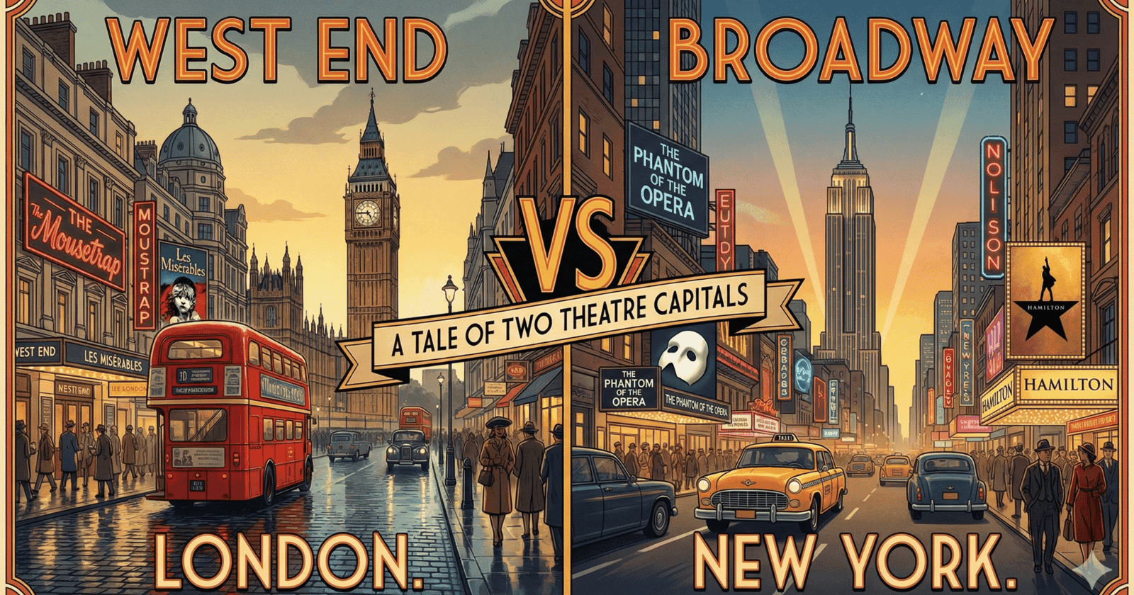 Broadway and the West End are two world theatre capitals.