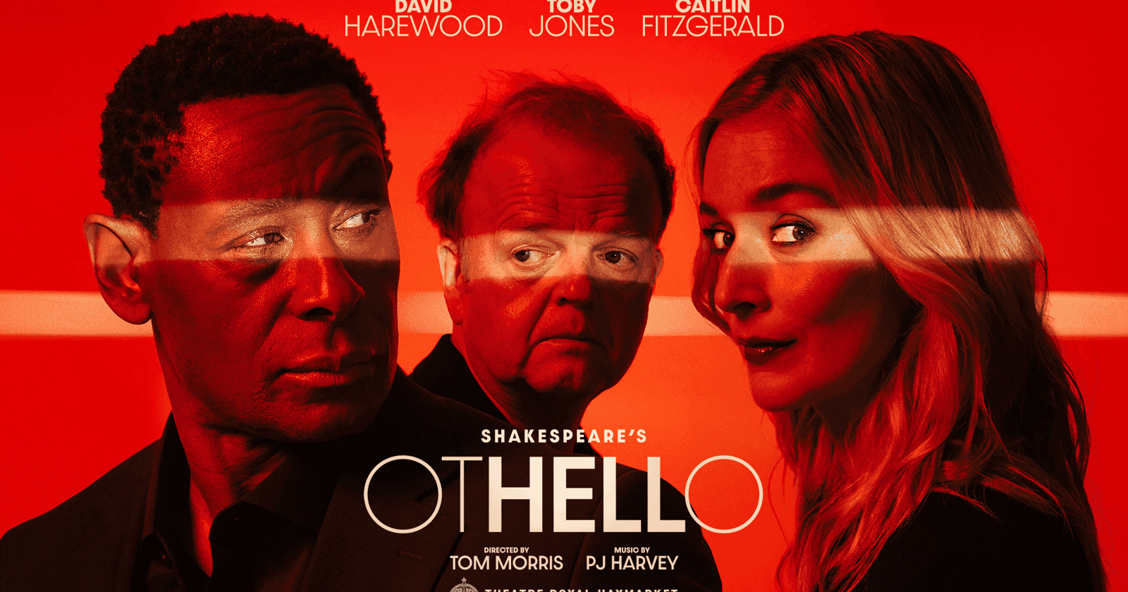 David Harewood, Toby Jones and Caitlin FitzGerald in Othello at London's Theatre Royal Haymarket