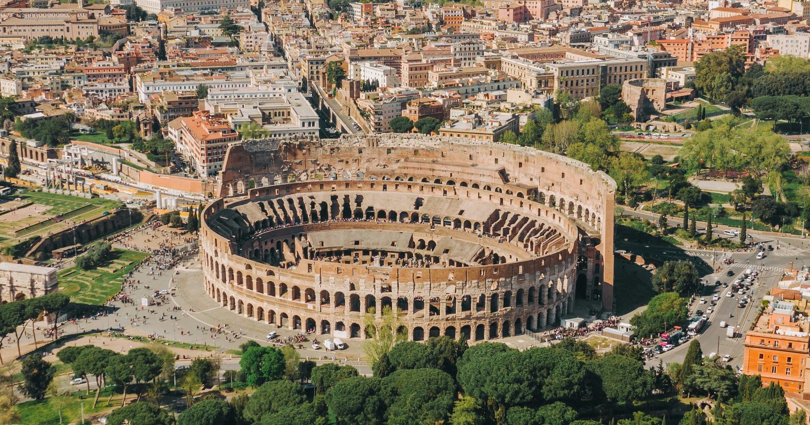 aerial view of Colosseum at Rome Italy