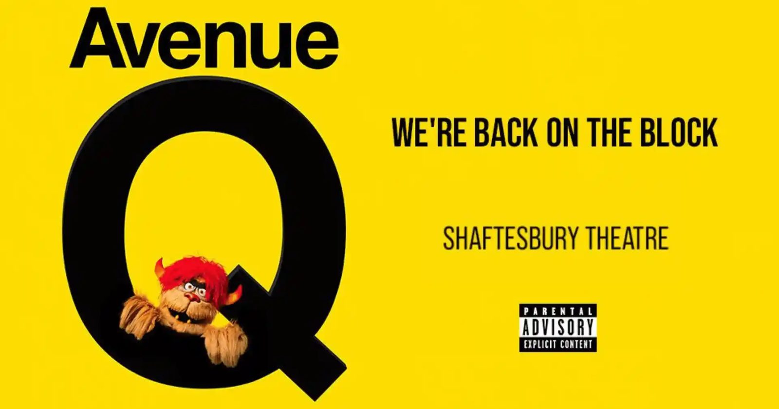 Avenue Q puppets on the Shaftesbury Theatre stage in London