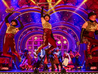 Performers on stage during Moulin Rouge! The Musical in London's West End