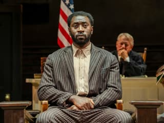 Actor in courtroom scene from "To Kill a Mockingbird" West End show