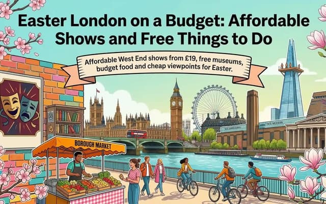 London Easter weekend on a budget. West End shows from £19, free museums, cheap viewpoints and street food markets for the 2026 bank holiday.