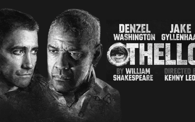 Othello Broadway poster with Denzel Washington and Jake Gyllenhaal in black and white