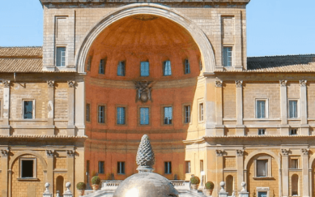 Vatican Museums Pinecone Courtyard in Rome with the bronze Sphere Within Sphere sculpture