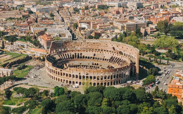 aerial view of Colosseum at Rome Italy