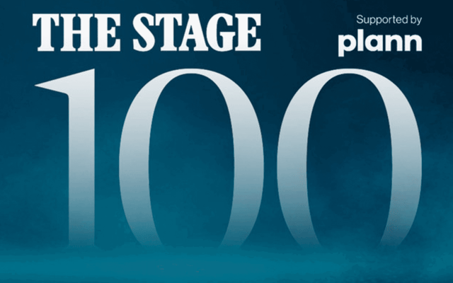The Stage 100 title graphic with a large white 100 on a deep teal background