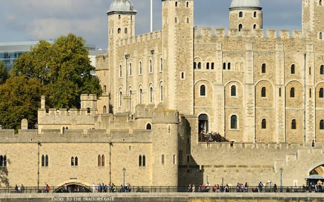The Tower of London on the north bank of the River Thames, a short walk from London's West End