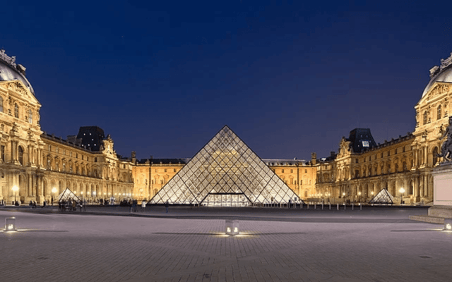 The glass pyramid of the Louvre Museum in Paris
