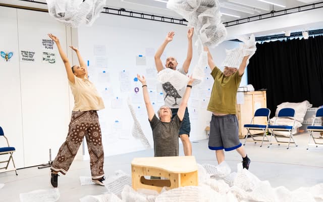 The company in rehearsals for Tao of Glass at @sohoplace