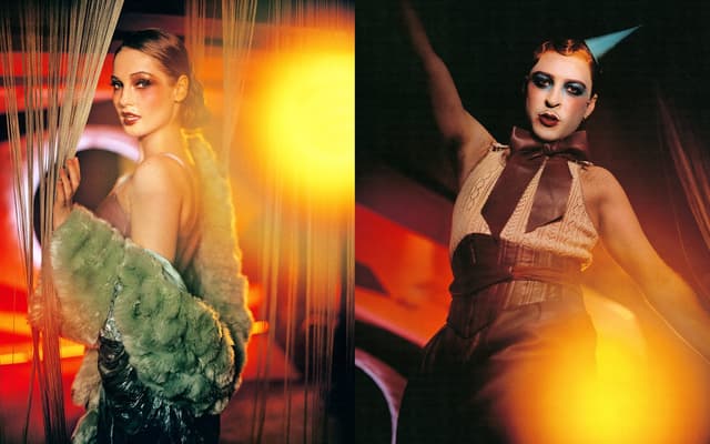 Sally Bowles and the Emcee on stage in Cabaret at the Kit Kat Club, London