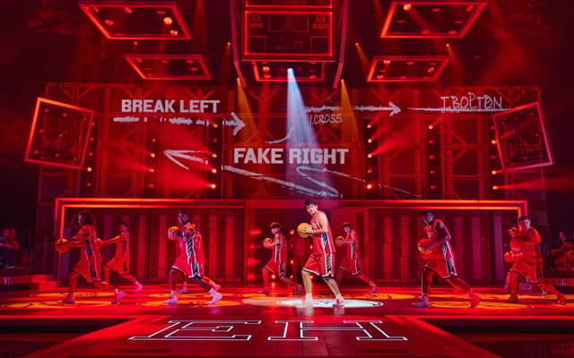 Tobias Turley as Troy Bolton with the Wildcats in Disney's High School Musical