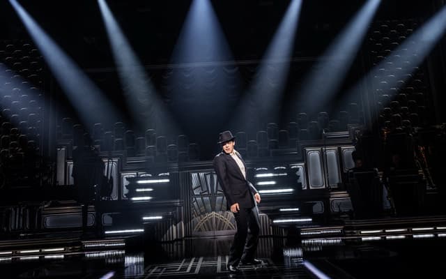 Jeremy Jordan performing as Bobby Darin in Just in Time on Broadway
