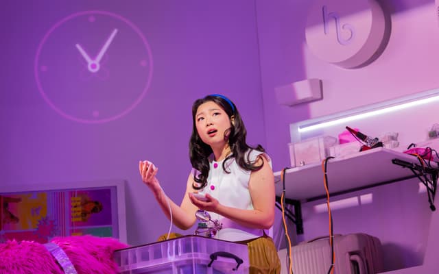 Claire the HelperBot in her room in Maybe Happy Ending on Broadway