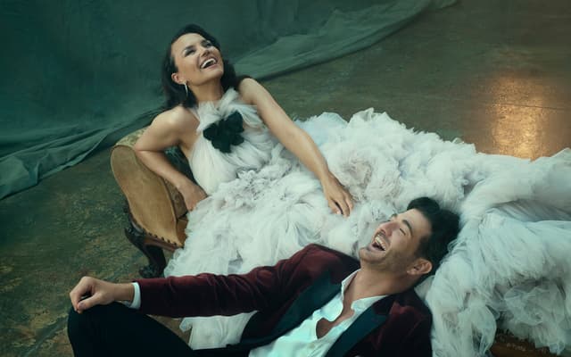 Samantha Barks and Oliver Tompsett photographed for The Greatest Showman, which opens at Theatre Royal Drury Lane in spring 2027
