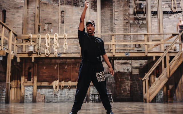 Leslie Odom, Jr. in rehearsal for Hamilton at the Victoria Palace Theatre