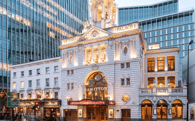 Interior of the Victoria Palace Theatre auditorium, home of Hamilton in London