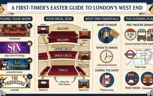 New to the West End? Everything you need to know for your first show, from choosing seats to pre-theatre dining. Easter 2026 guide.