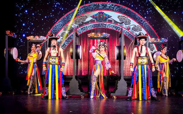 The performers of Phuket's Simon Cabaret on stage.