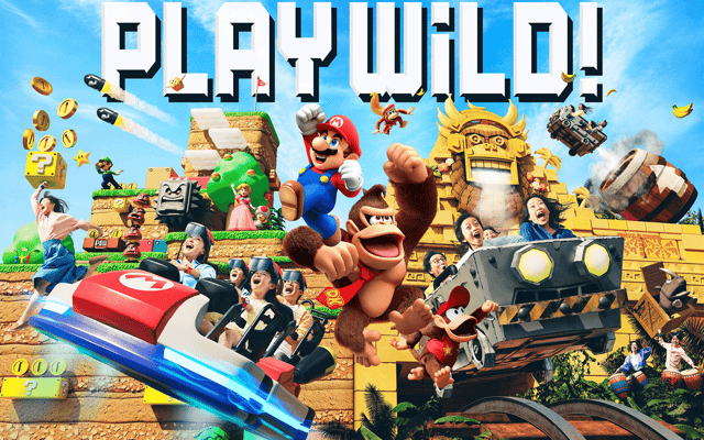 Play Wild! Super Nintendo World scene with Mario and Donkey Kong, Universal Studios Osaka