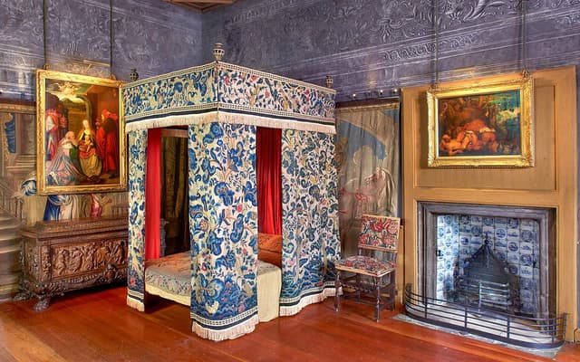 Ornate state room inside the Palace of Holyroodhouse in Edinburgh
