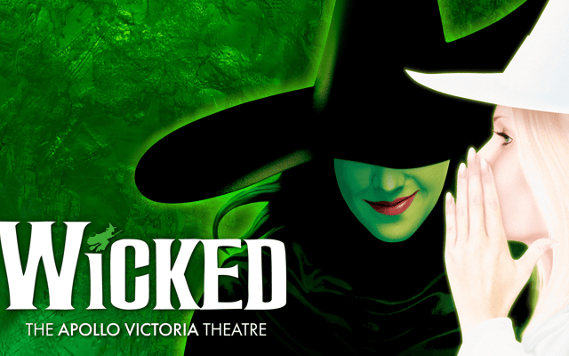 Wicked at the Apollo Victoria Theatre, London, with Elphaba and Glinda