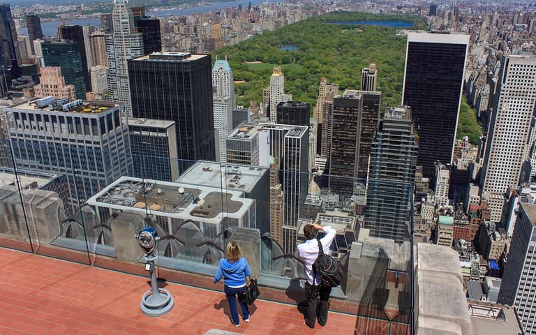 The Manhattan skyline seen from the Top of the Rock observation deck