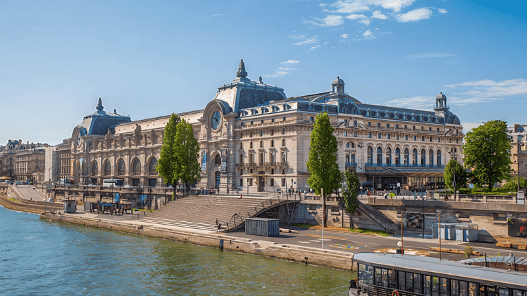 The great clock and sculpture hall inside the Musee d'Orsay in Paris