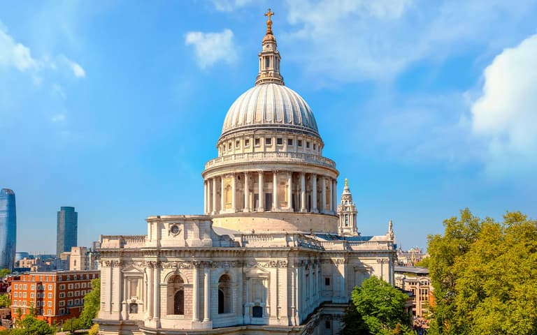 The dome of St Paul's Cathedral above the City of London skyline