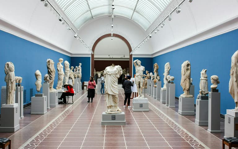 Marble sculptures in a gallery at the Ny Carlsberg Glyptotek in Copenhagen